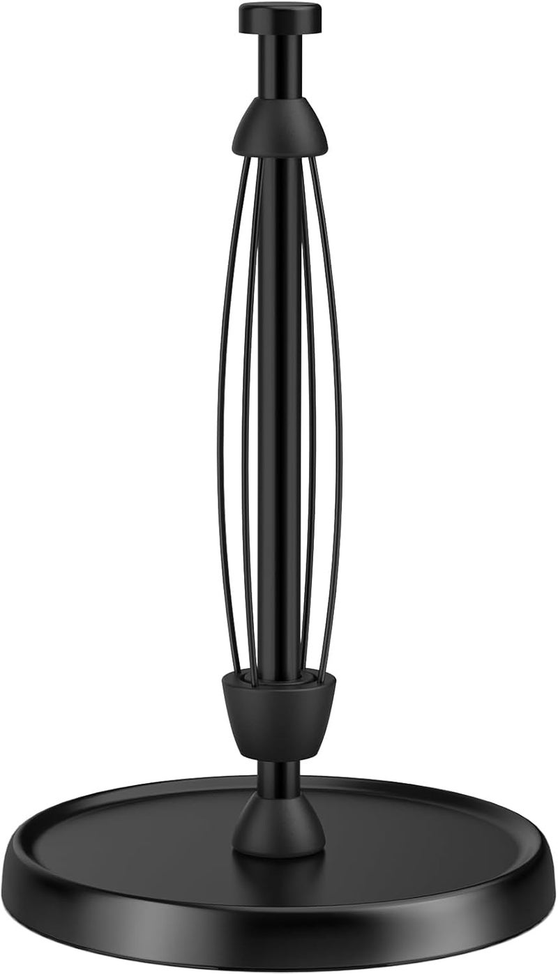 Swaitee Paper Towel Holder Countertop, One-Handed Tear, Stainless Steel, Weighted Base, Black, Paper Towel Roll Holder Stand with Ratchet Mechanism for Kitchen Bathroom Farmhouse Essentials Decor Accessories - Image 1